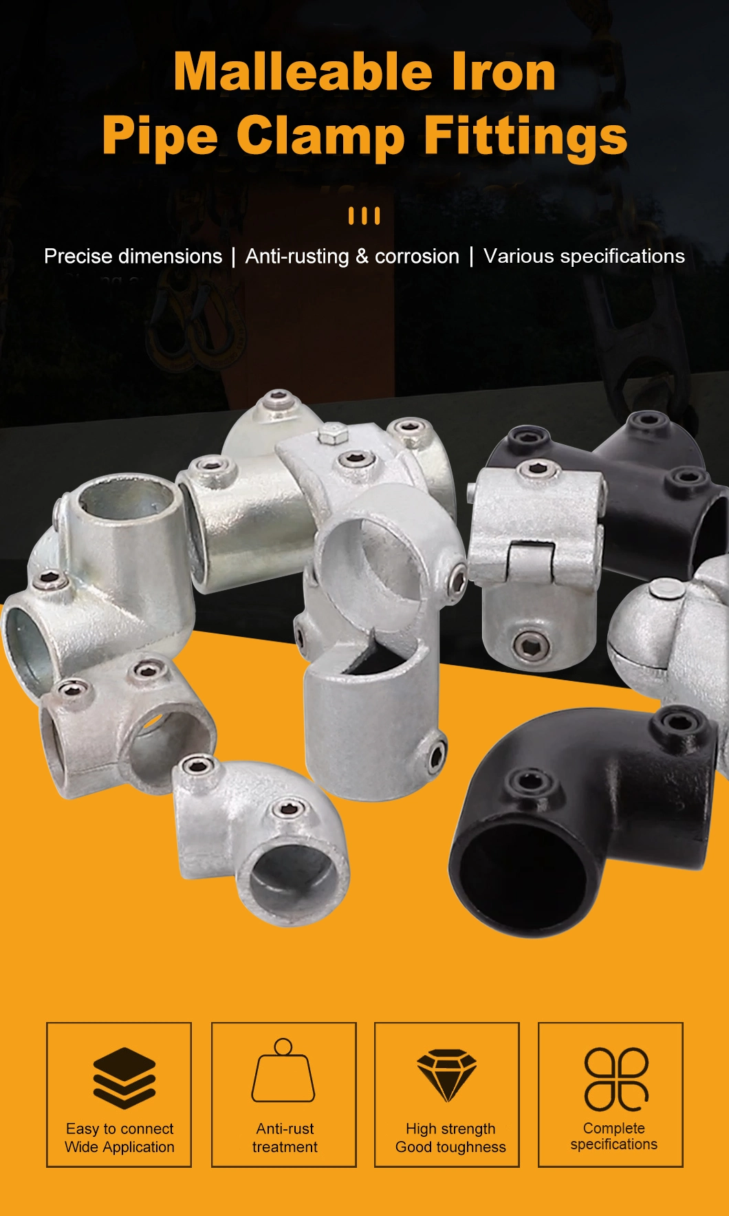 Handrail System Galvanized Iron Steel Structural Key Pipe Clamp Fittings with High Quality